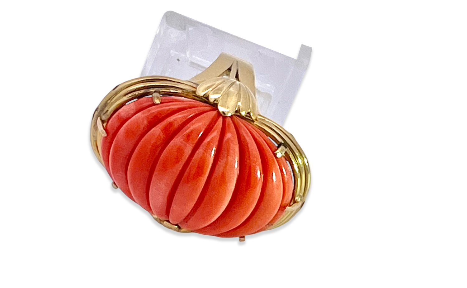 Carved Coral Ring Size 6.5