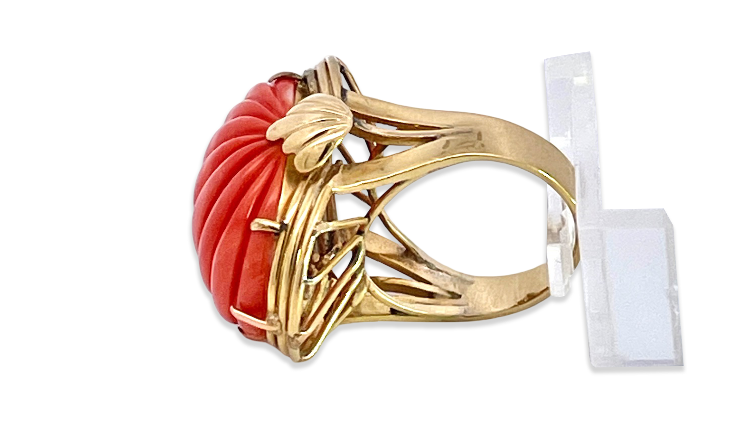 14K Yellow Gold Coral Cocktail Ring