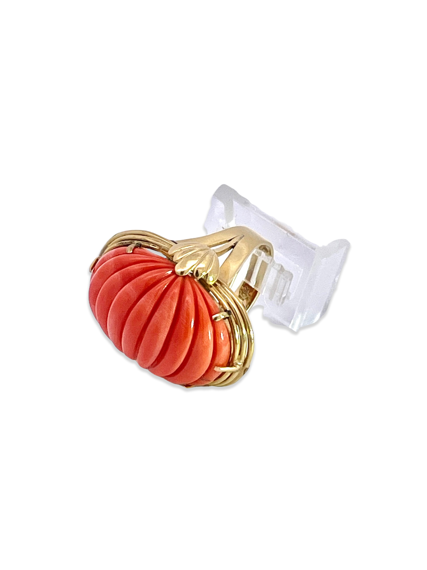 14K Yellow Gold Coral Cocktail Ring