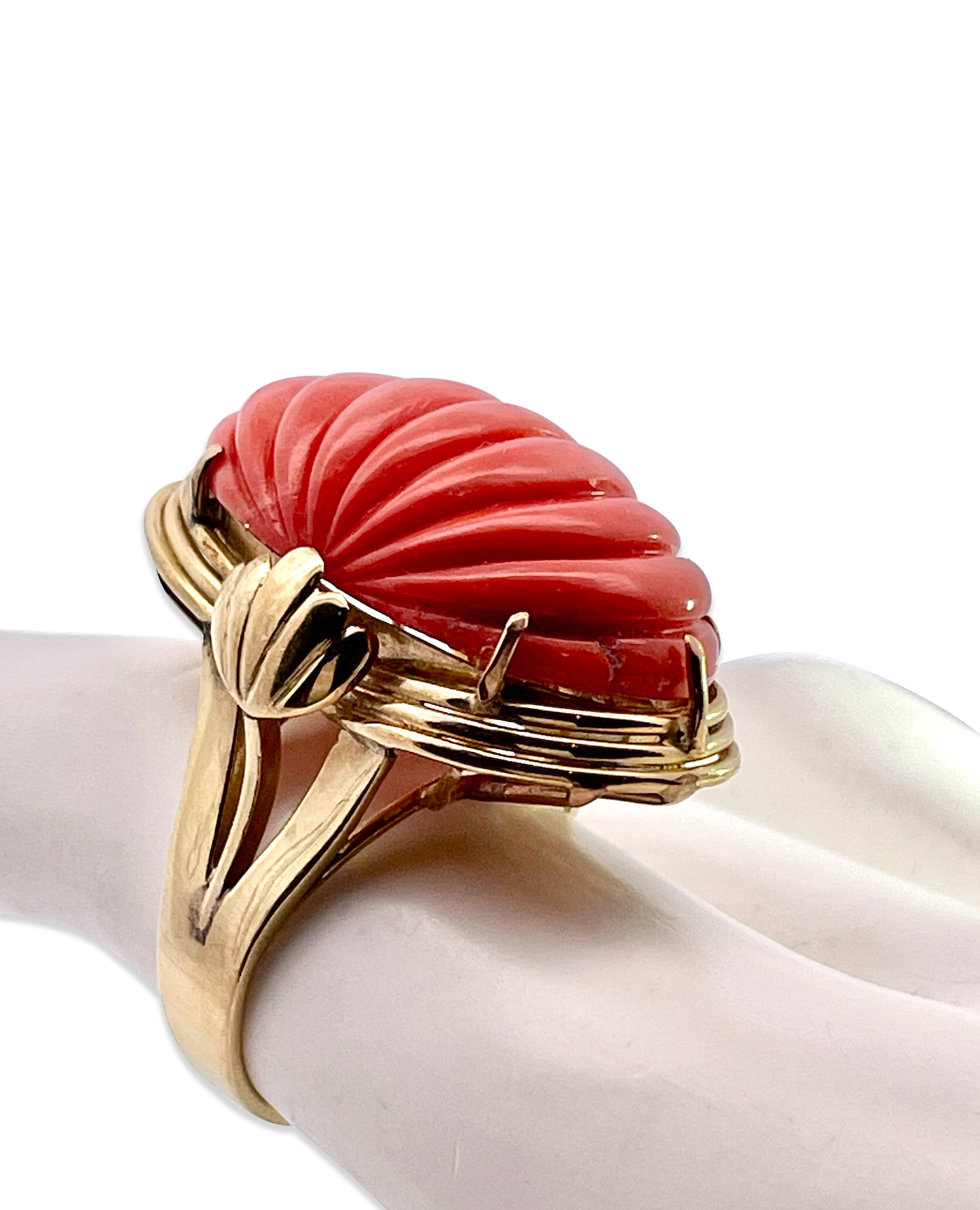 1970s Mediterranean Coral Gold Ring
