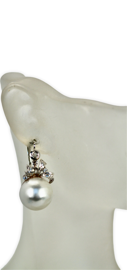 Edwardian Mabe Pearl Diamond Earrings