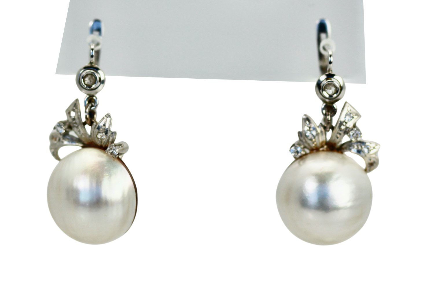 Edwardian Mabe Pearl Diamond Earrings