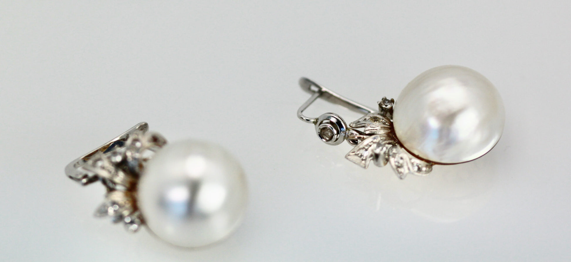 Edwardian Mabe Pearl Diamond Earrings