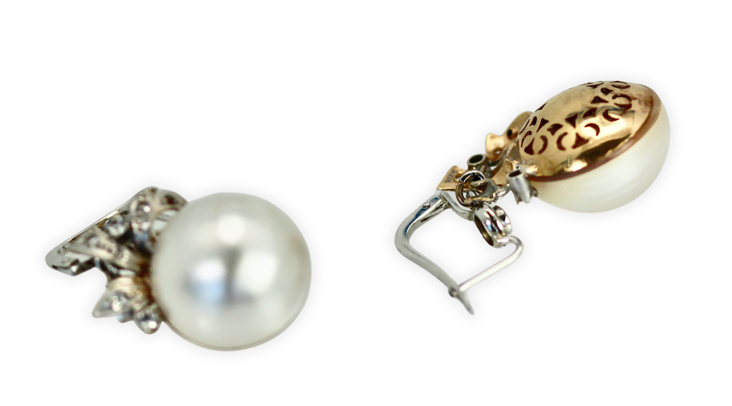 Edwardian Mabe Pearl Diamond Earrings