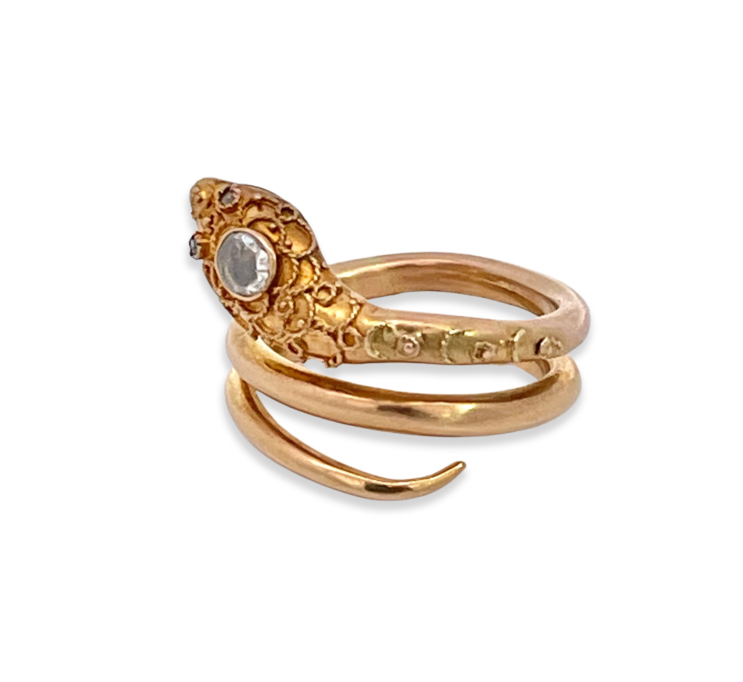 Granulated gold snake band