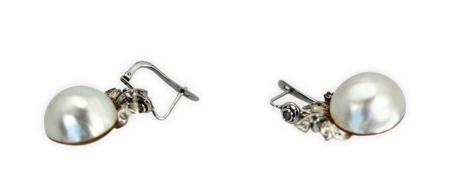 Edwardian Mabe Pearl Diamond Earrings