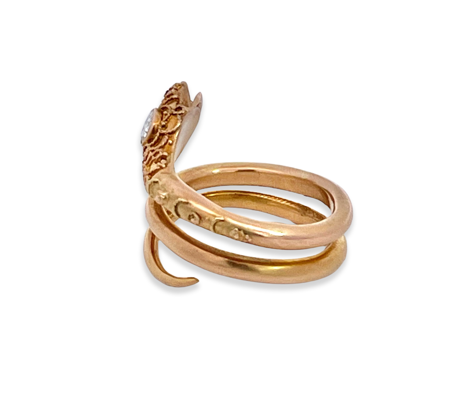 Snake ring with diamond head