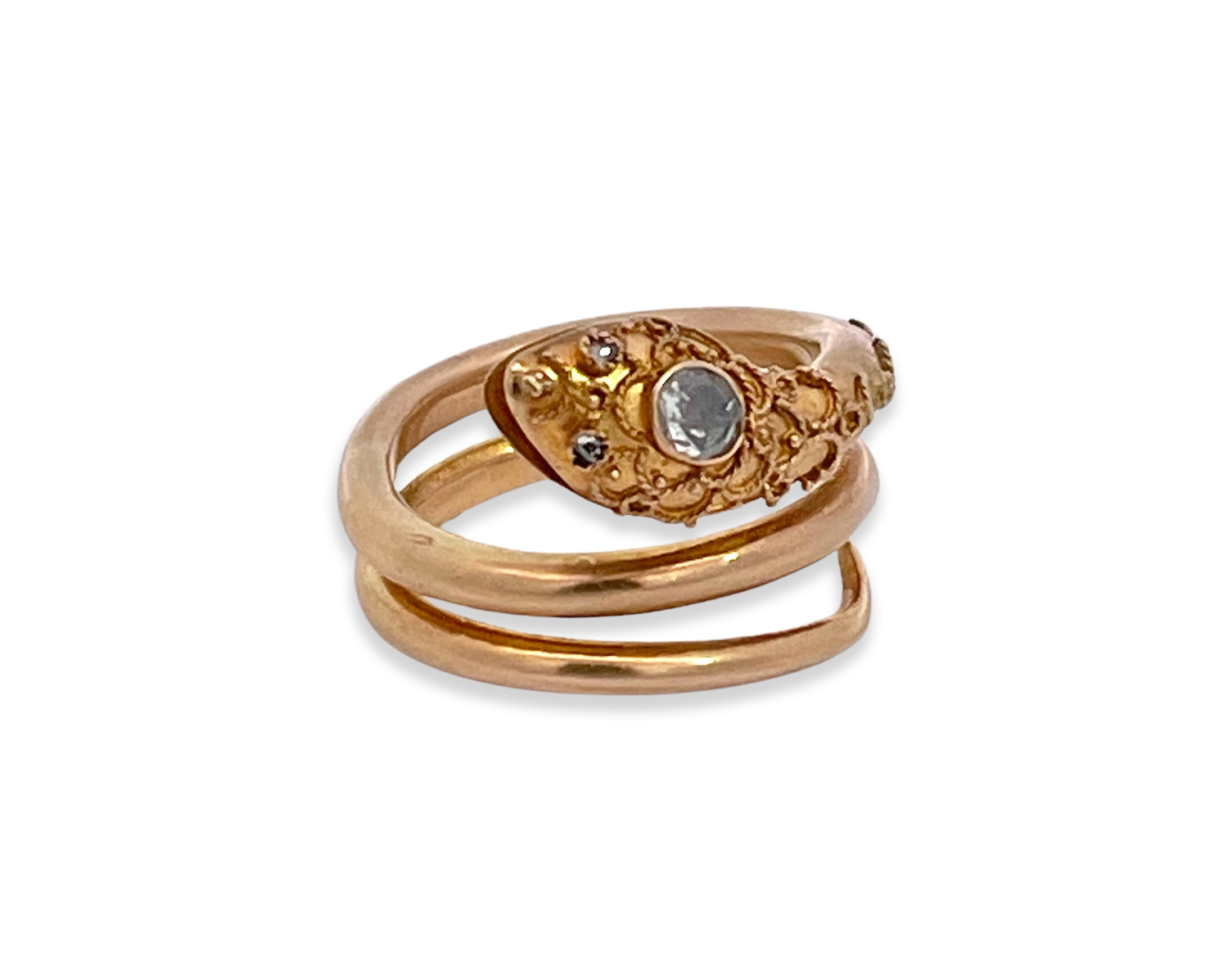 Gold snake ring with diamonds