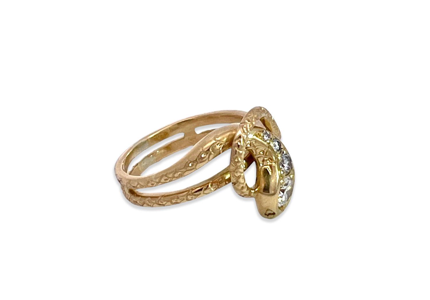 Diamond Studded Snake Ring 750 Gold