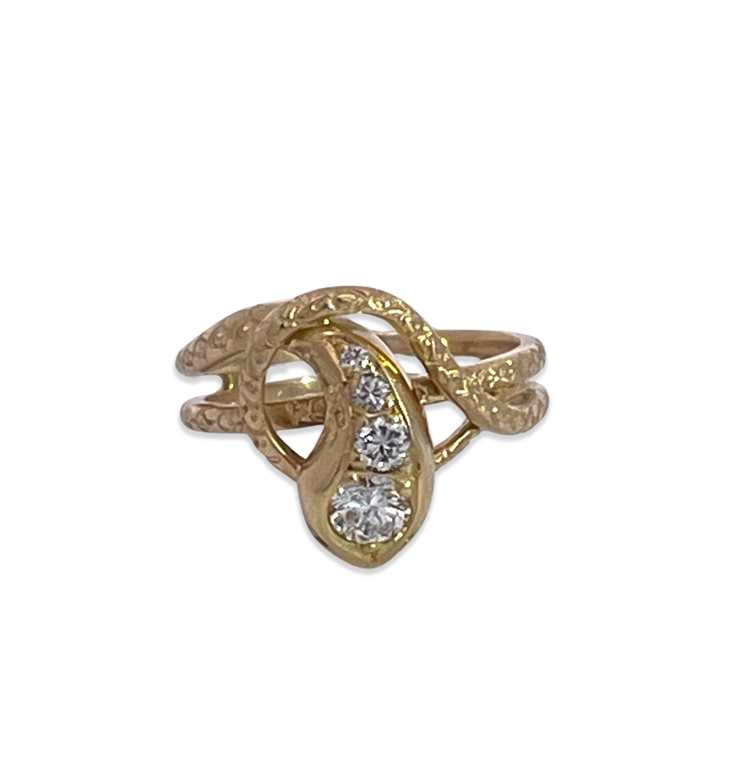 Gold Serpent Ring with Diamond Accents
