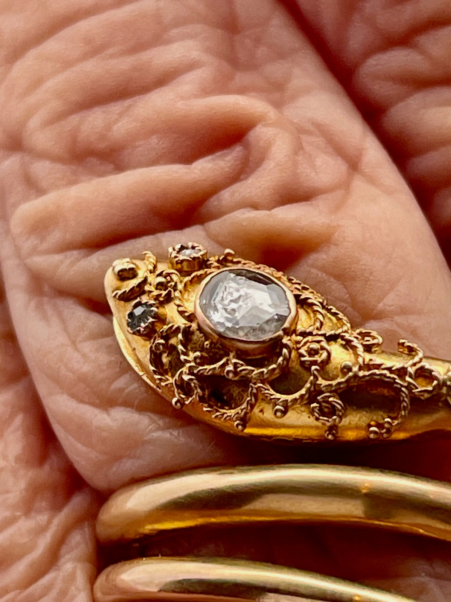 Snake ring with granulated detail
