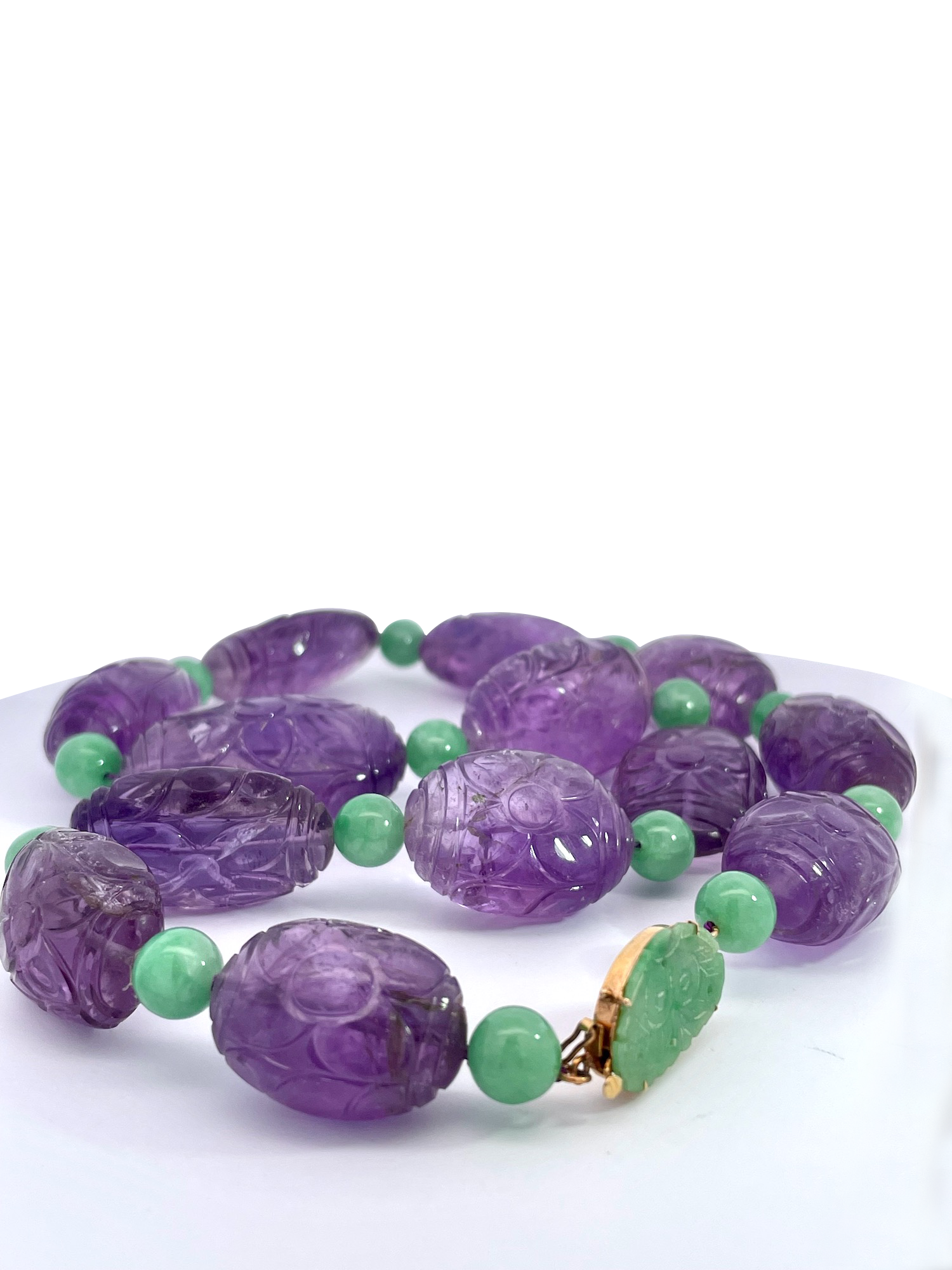 Amethyst Jade Double Bat Clasp Necklace
