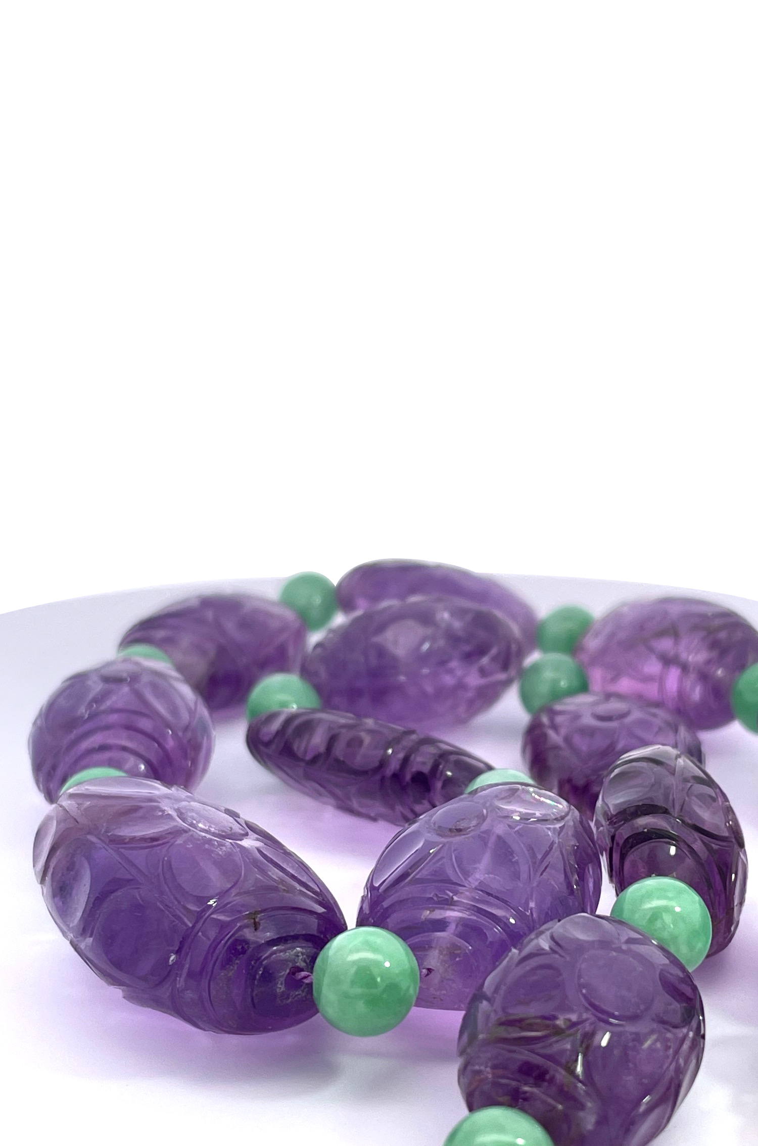Glow Amethyst Necklace with Jade Closure