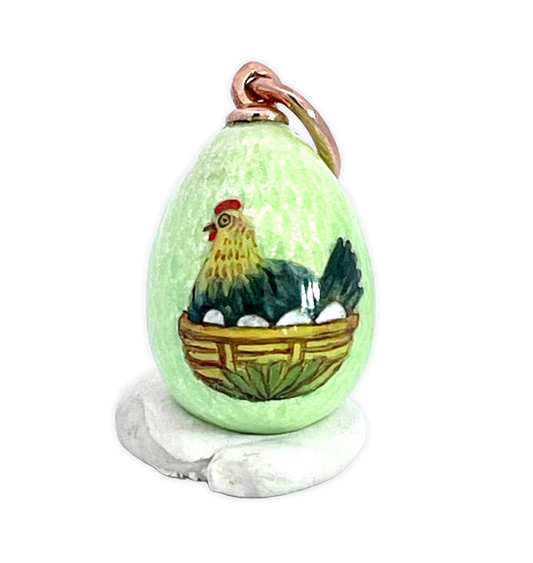 14K Gold Enamel Egg Pendant