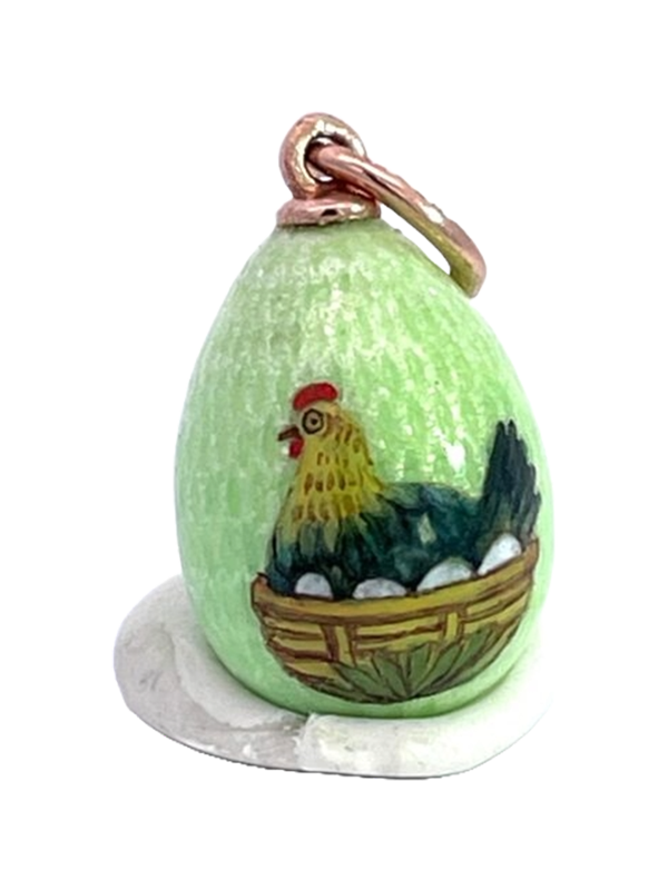 Gold Egg Pendant with Enamel