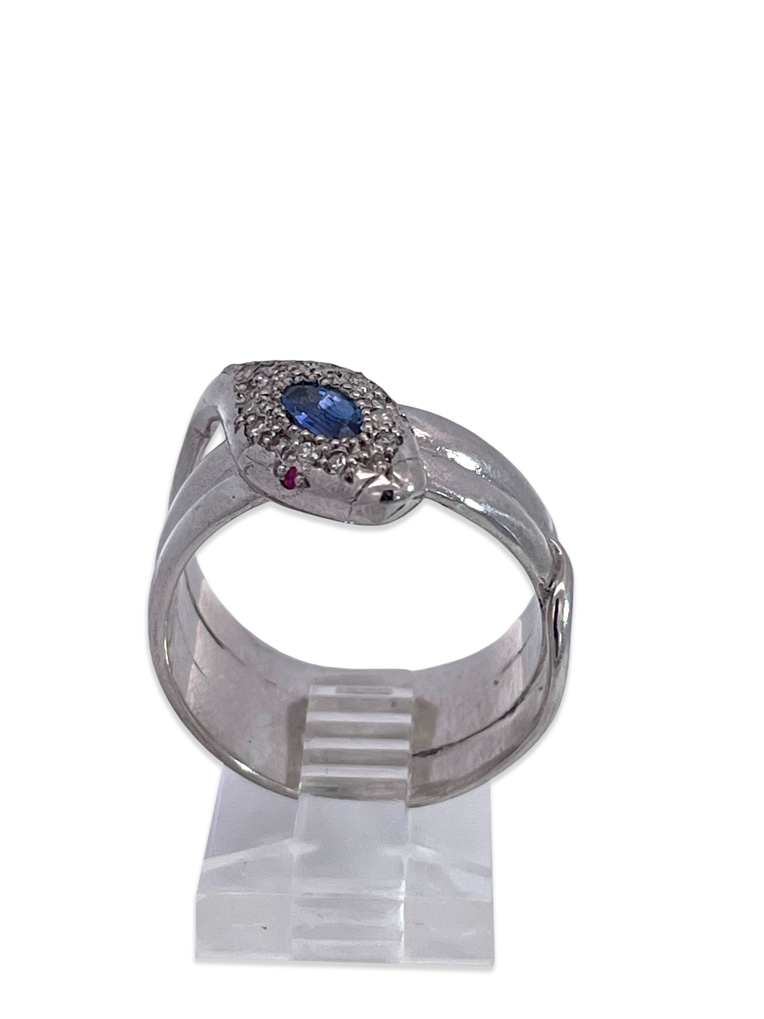 Unique white gold snake ring