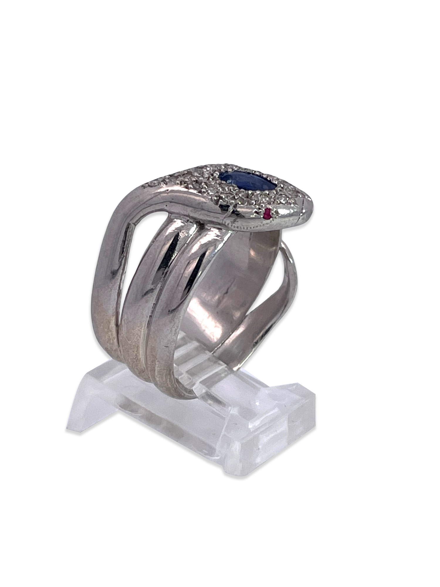 White gold ring with snake design