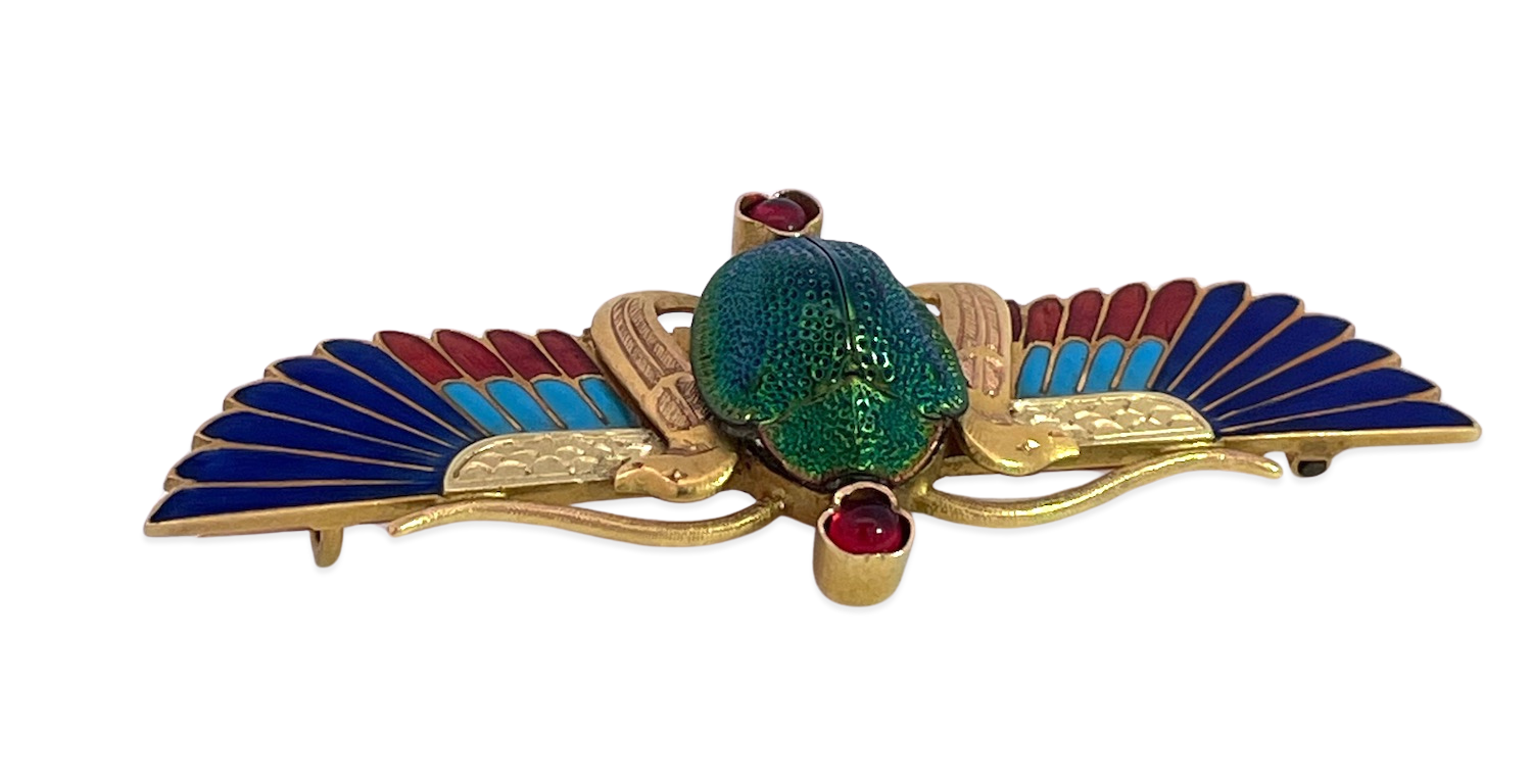 Enamel Scarab Brooch by Parvis