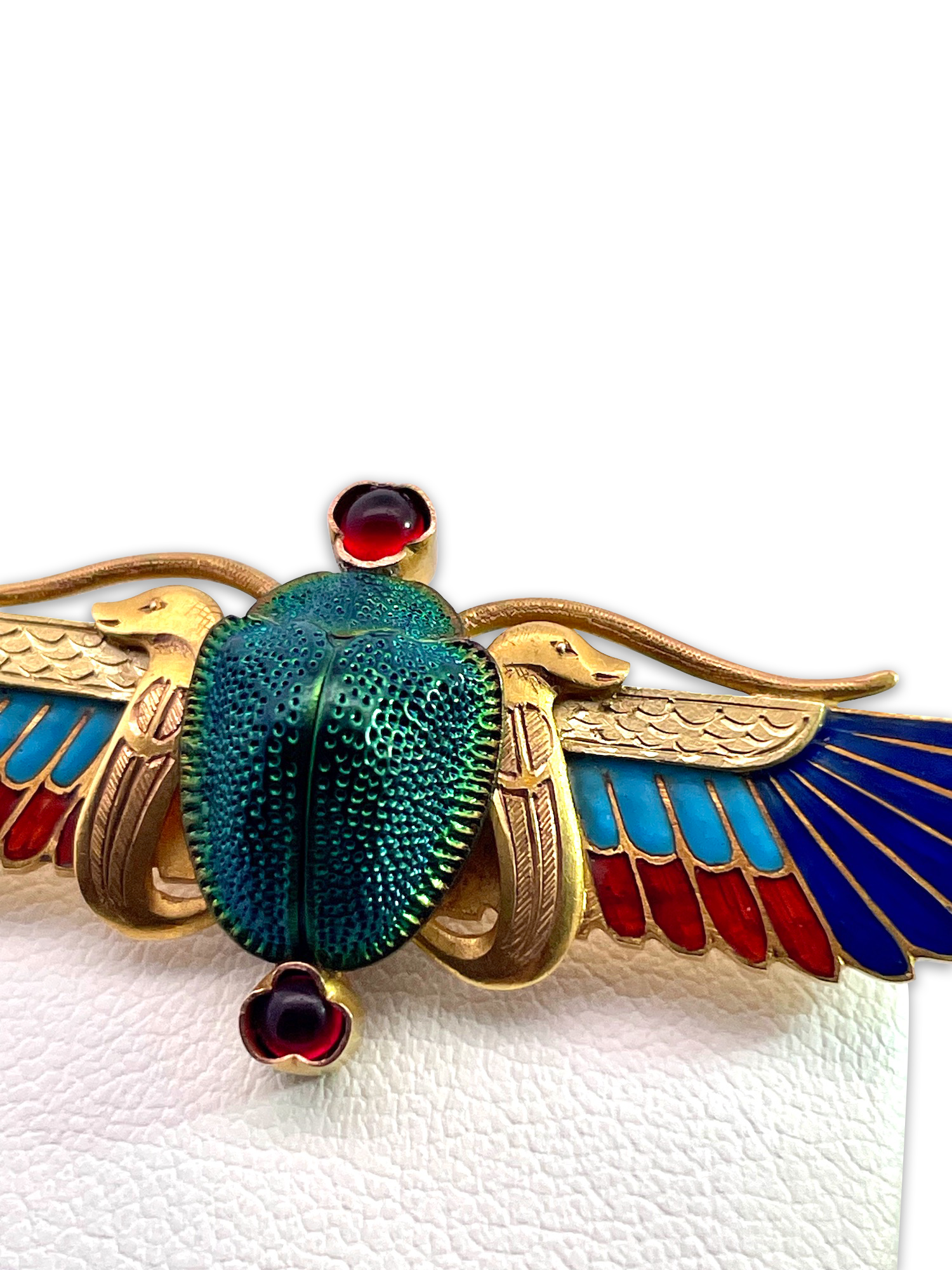 Scarab Necklace Brooch with Garnet Accents