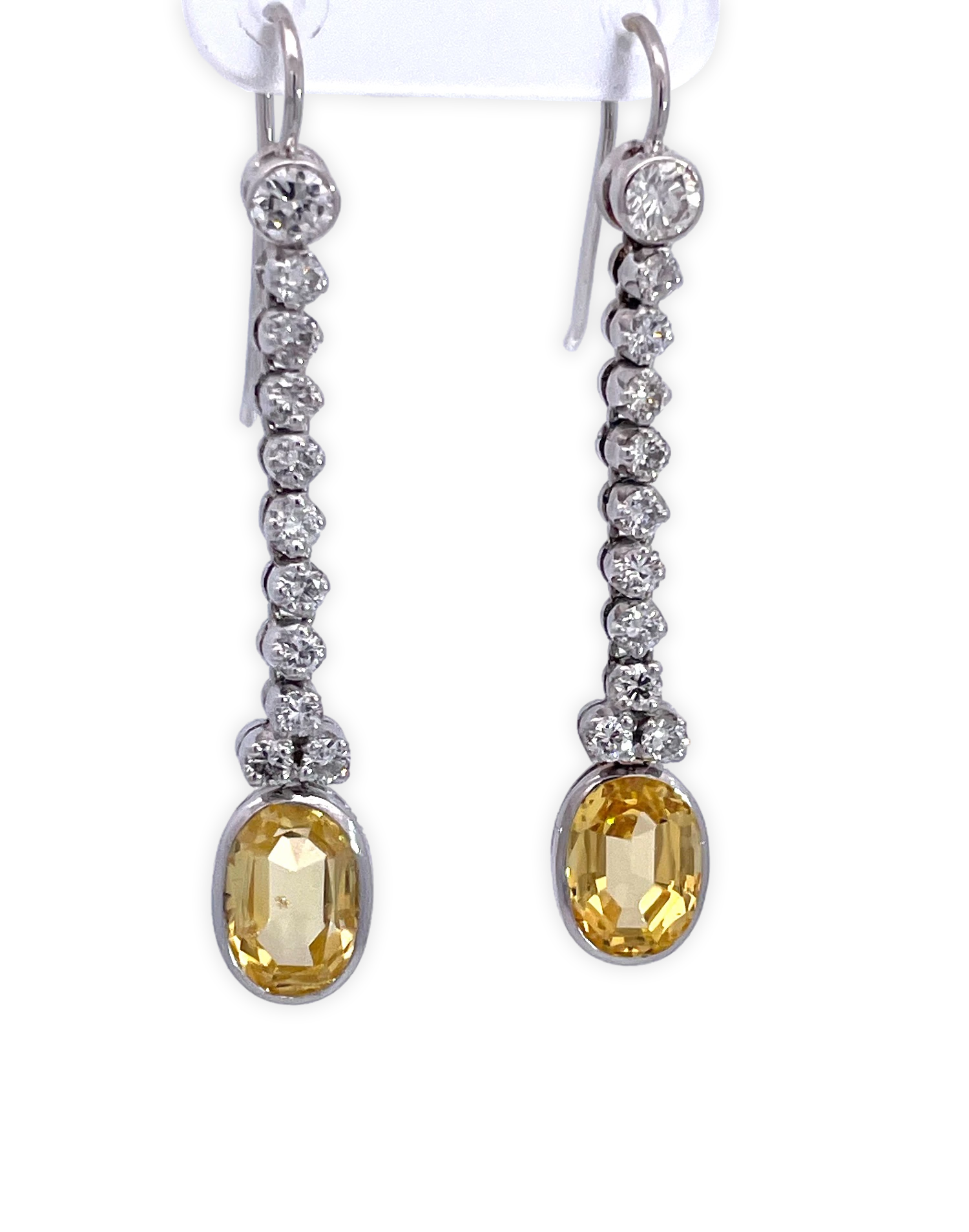 Natural Yellow Sapphire Earrings with Diamonds
