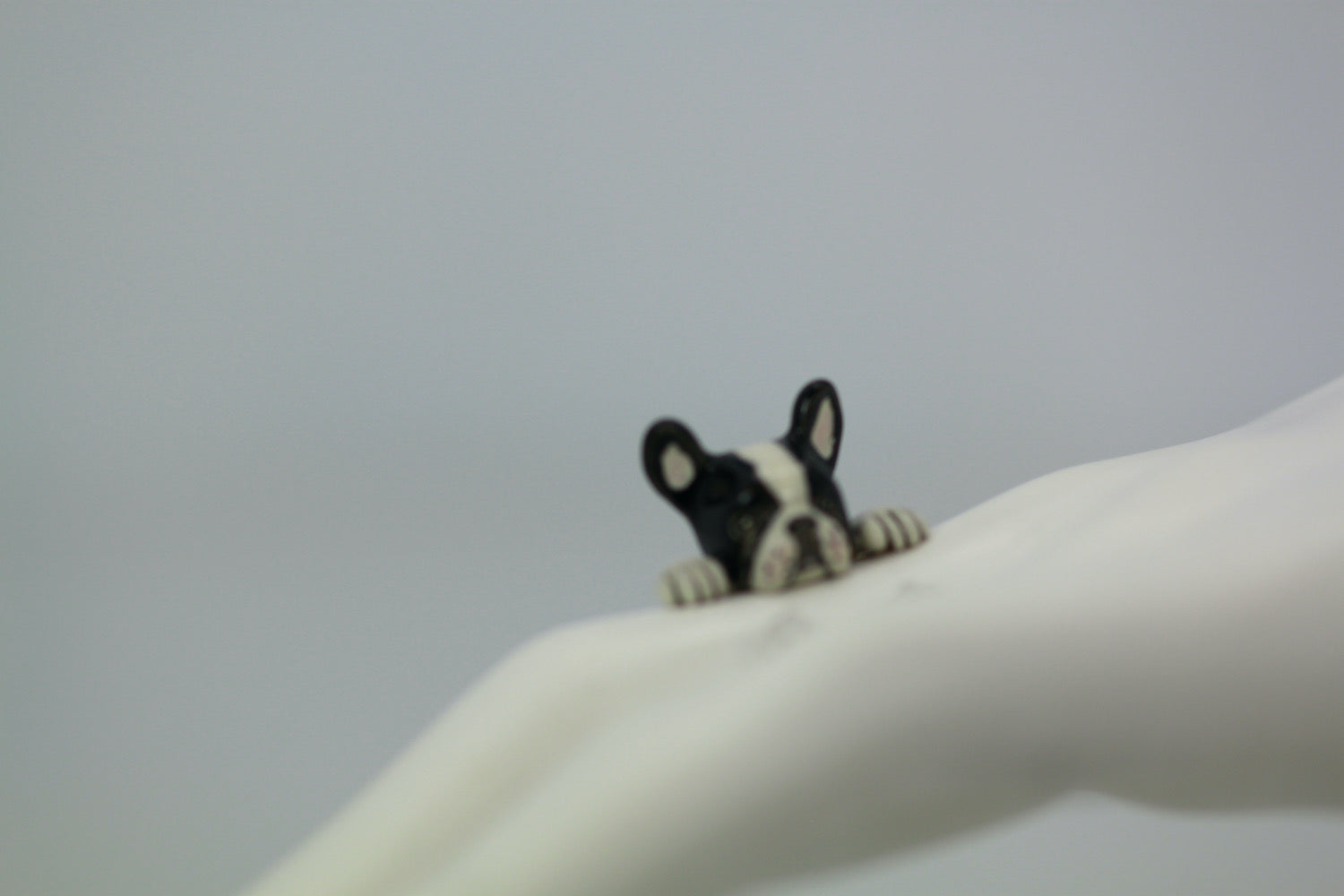 Enamel Silver Boston Terrier Dog