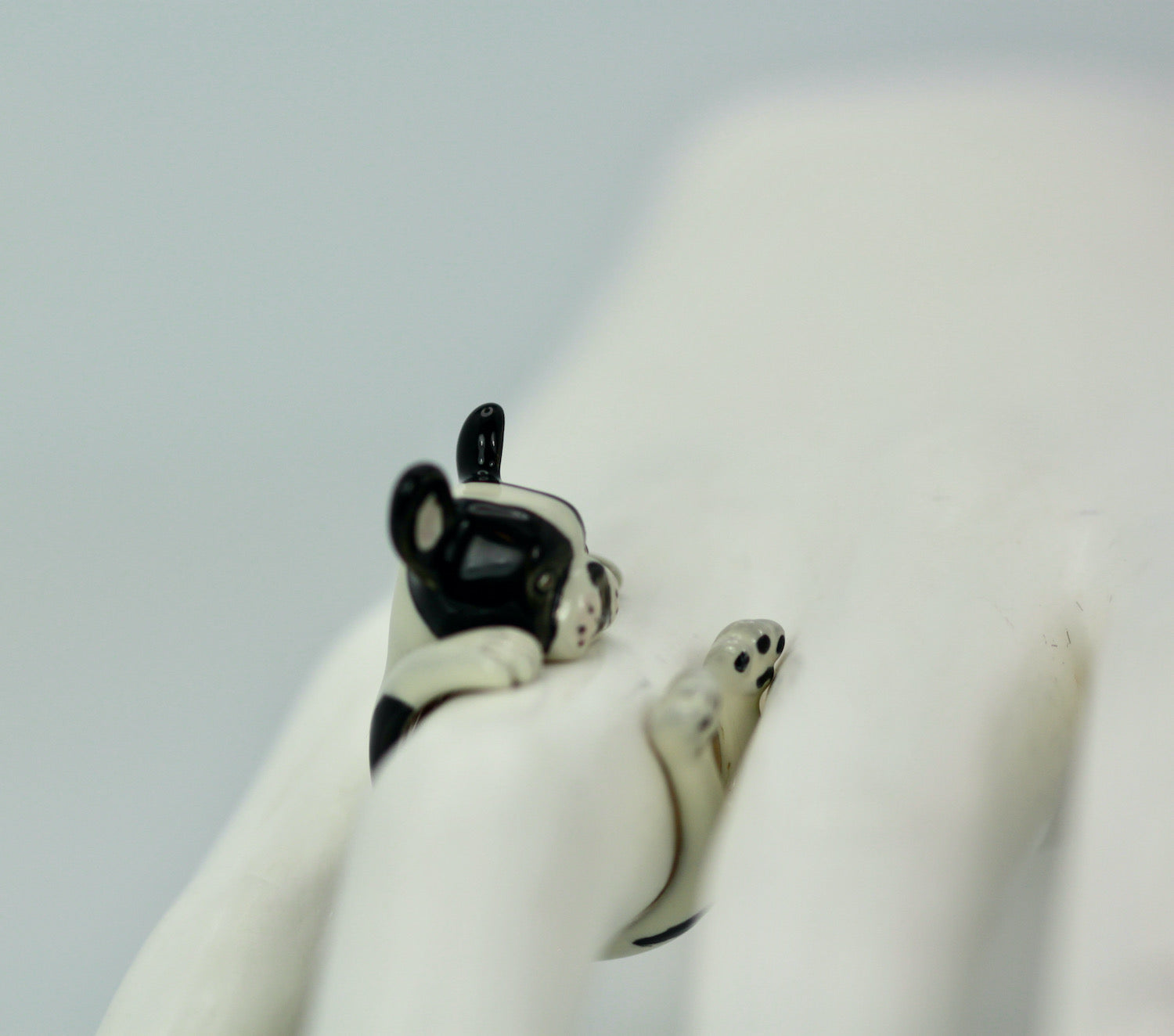 Enamel Silver Boston Terrier Dog