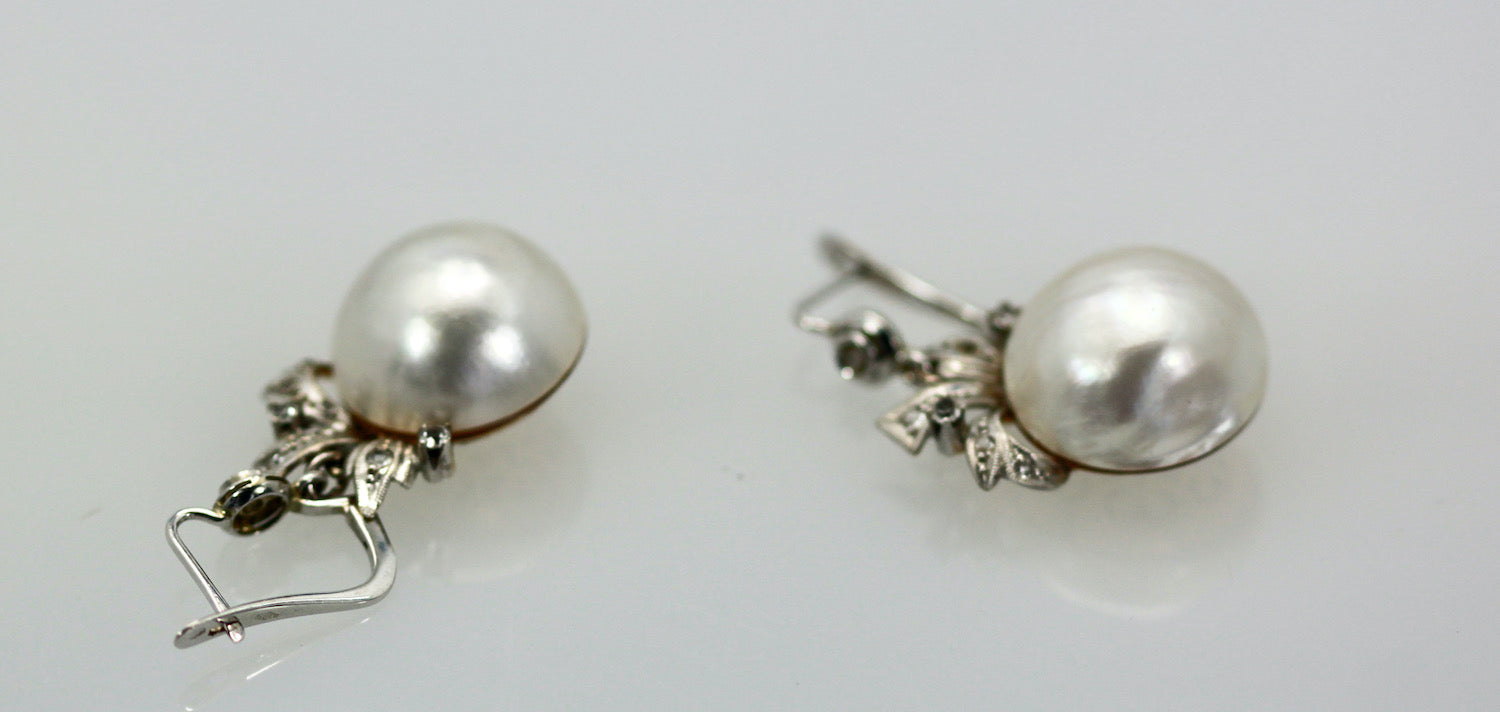 Edwardian Mabe Pearl Diamond Earrings