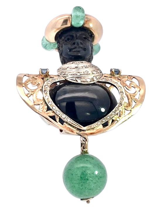 Moretto brooch in 9K gold