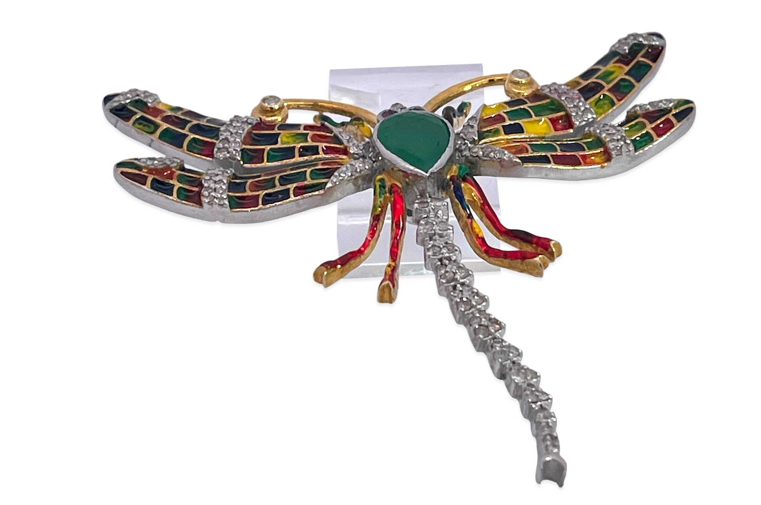 Vintage Insect Brooch with Enamel and Precious Stones