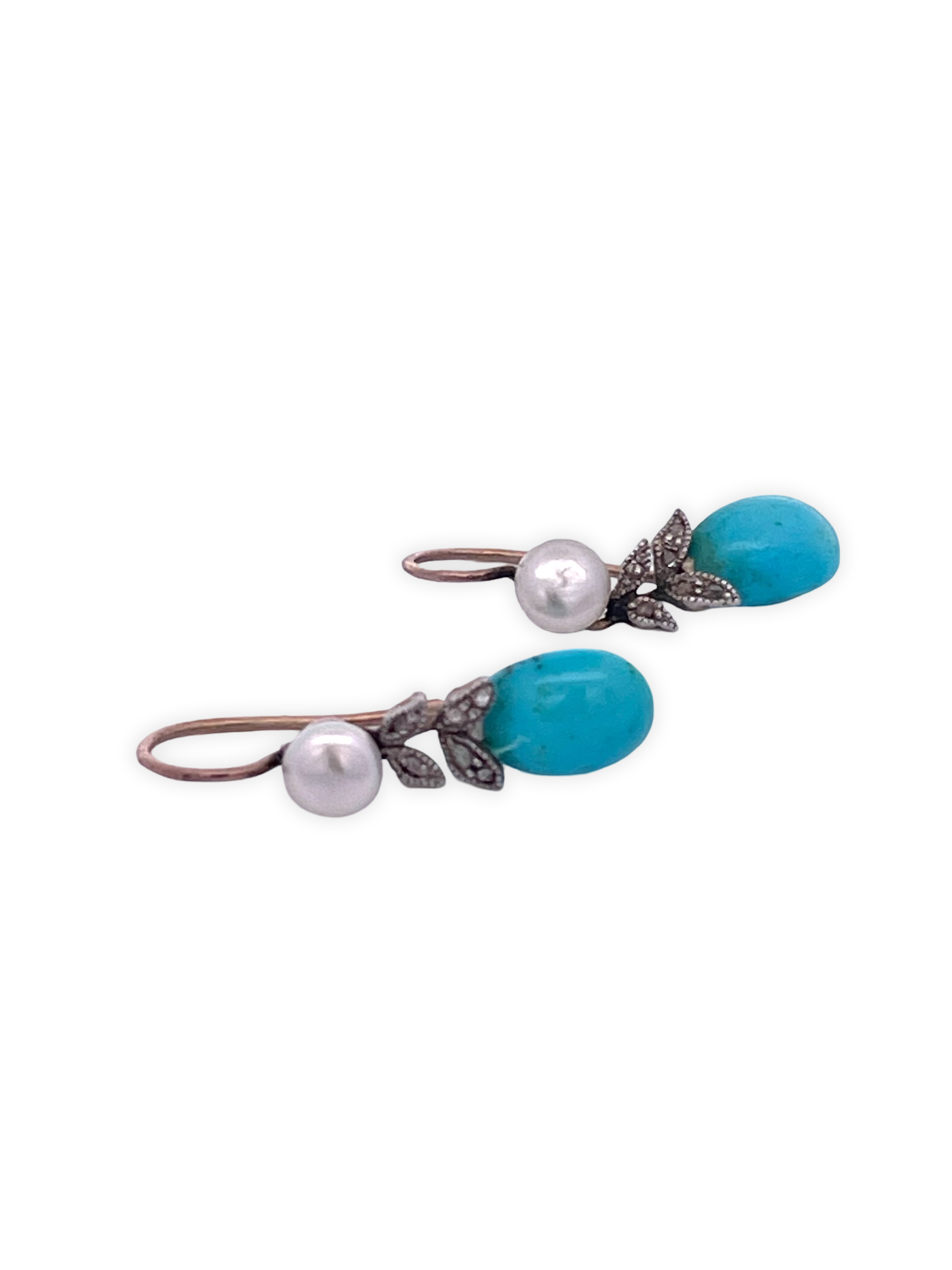 Delicate Drop Earrings with Pearl and Turquoise