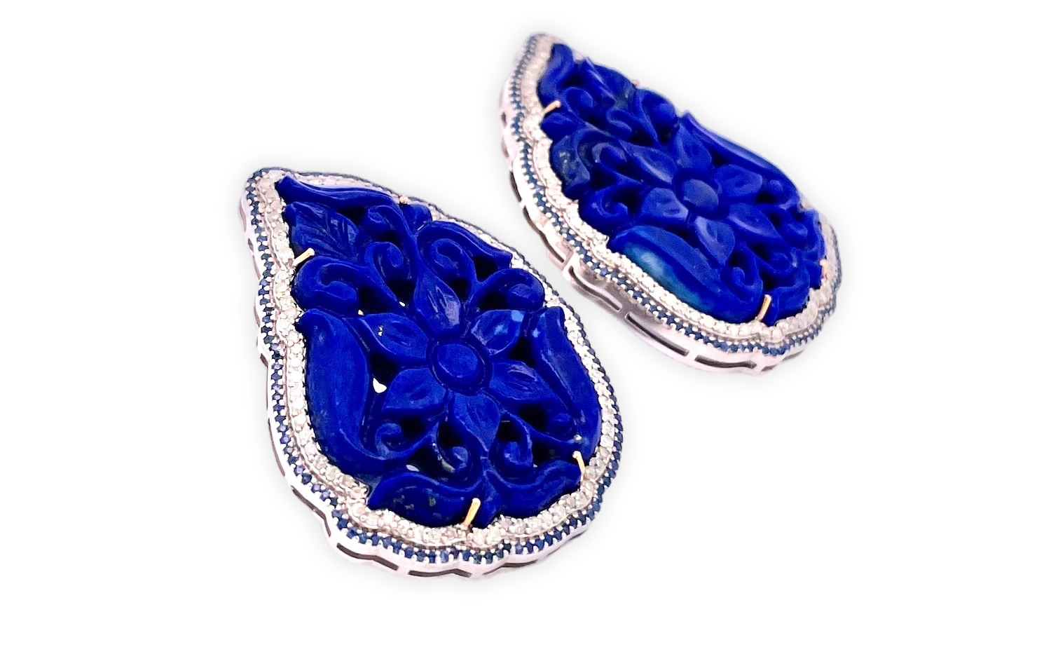 Blue lapis earrings with gems