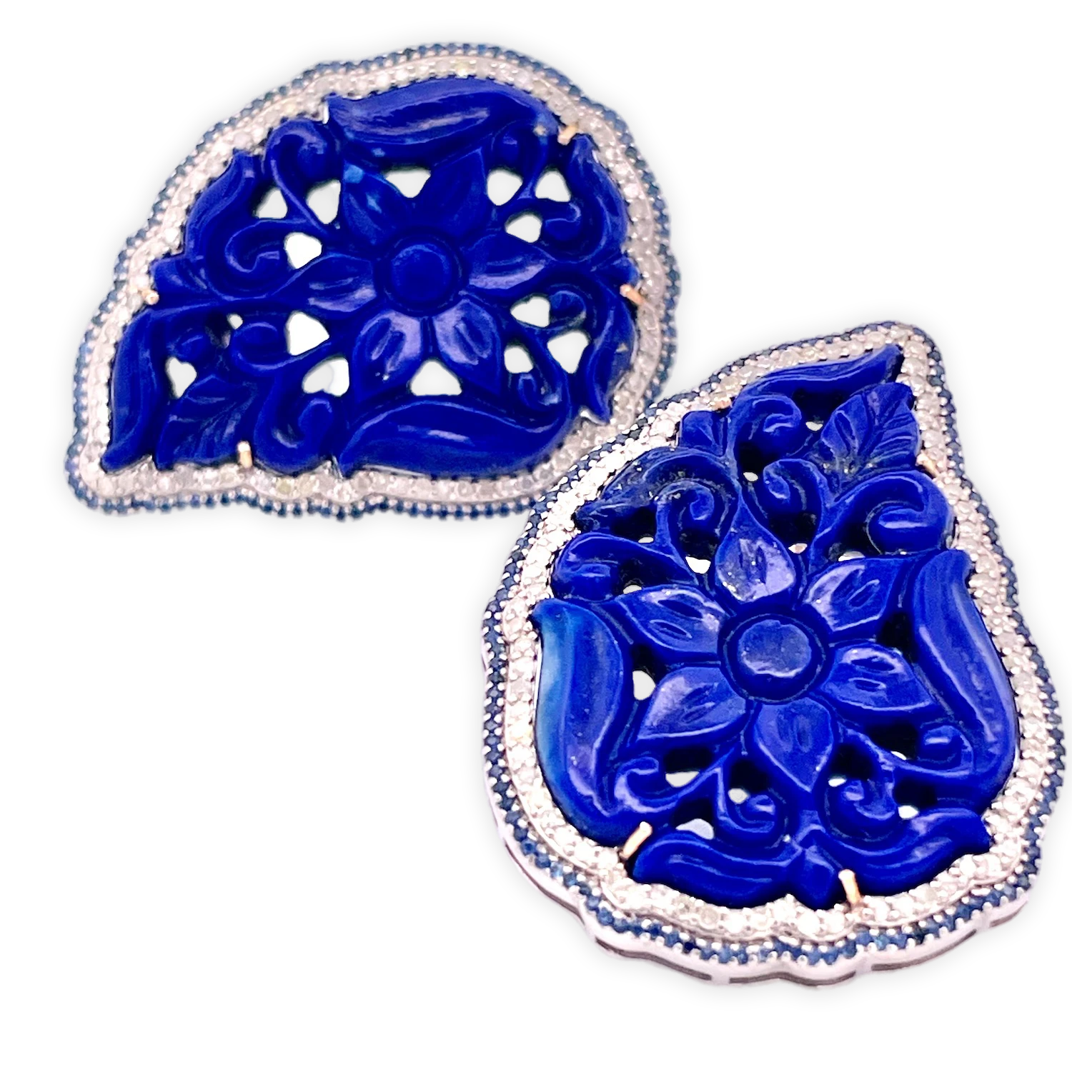 Statement lapis gold earrings