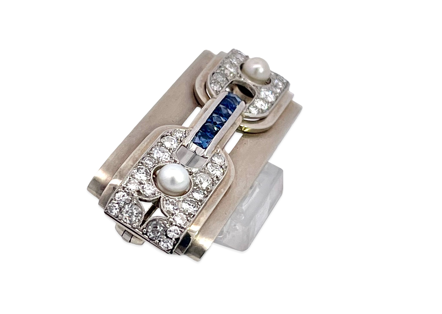 Gemstone bar brooch from UK