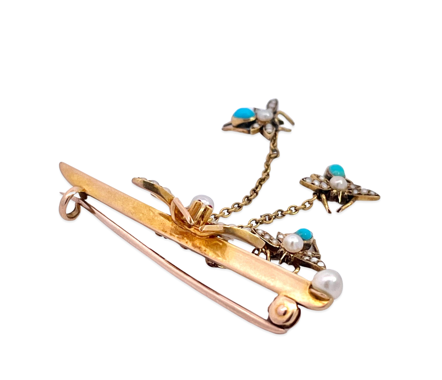 Victorian Gold Brooch with Baby Flies