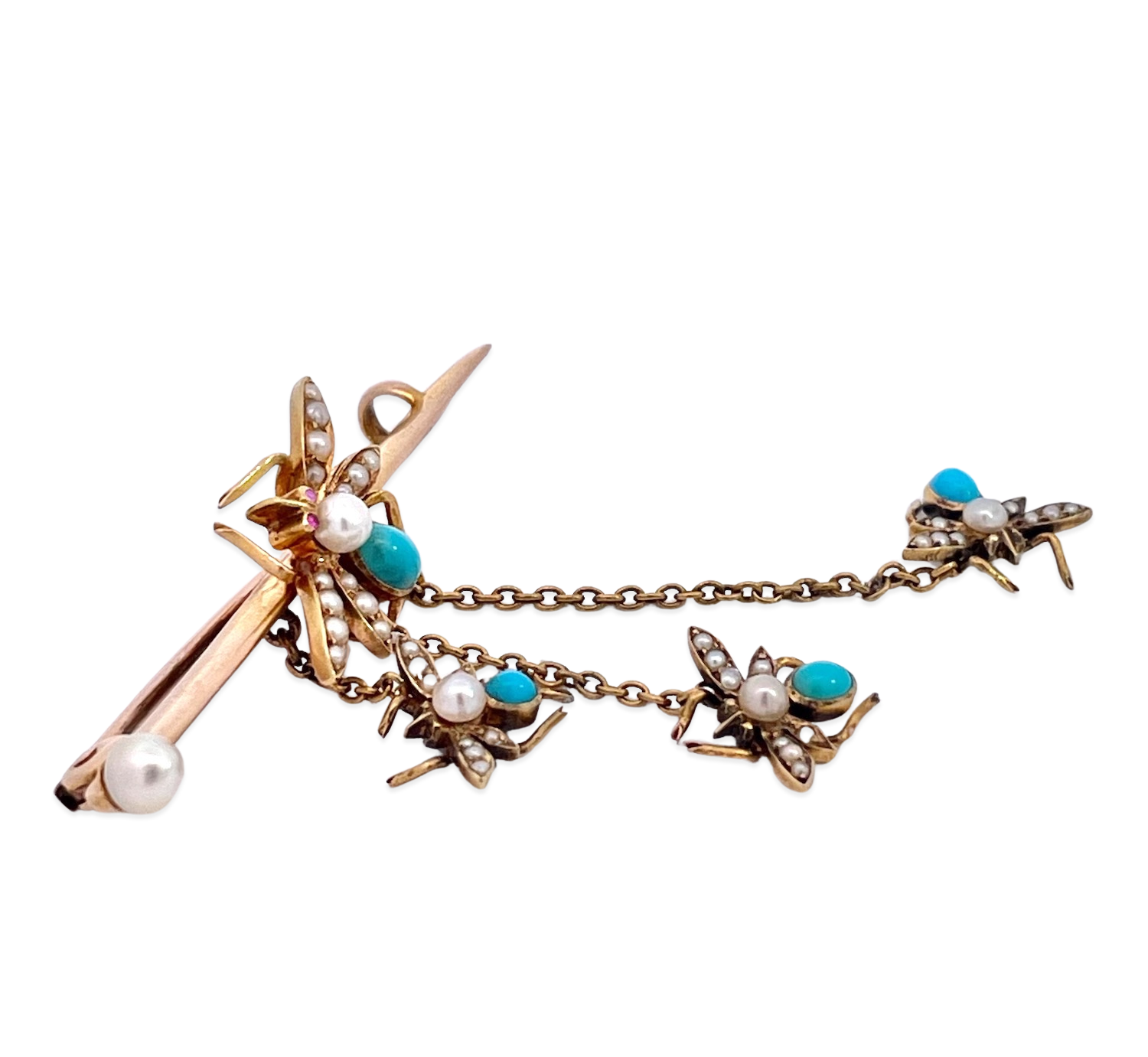 Victorian Insect Brooch with Seed Pearls