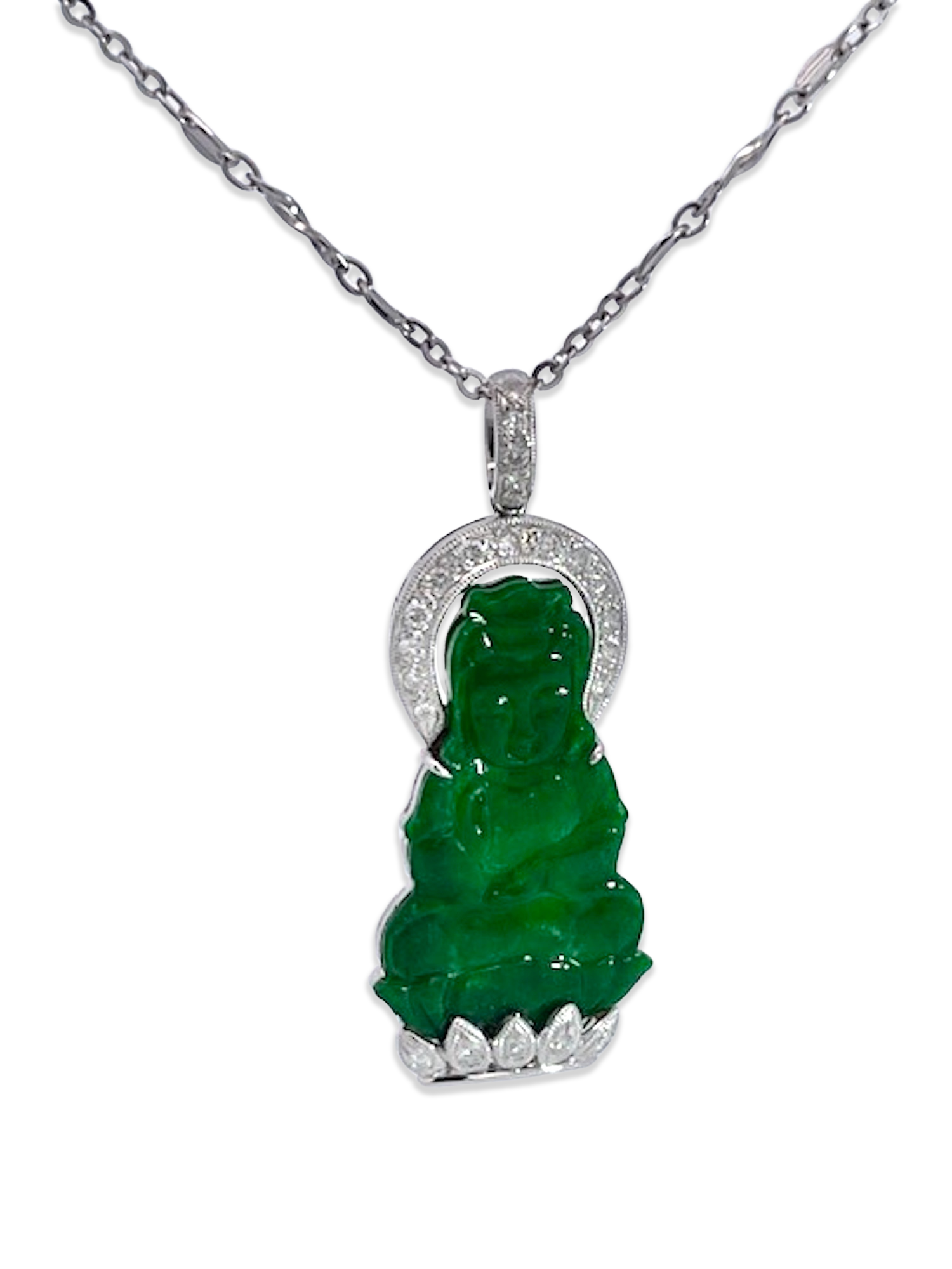 Statement Jade Pendant with Buddha Figure