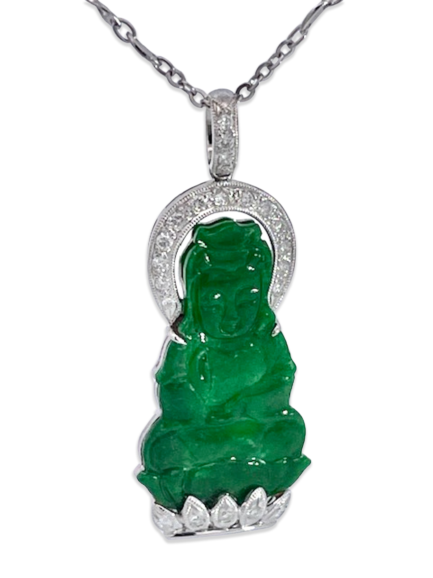 Religious Jade Pendant with Diamonds