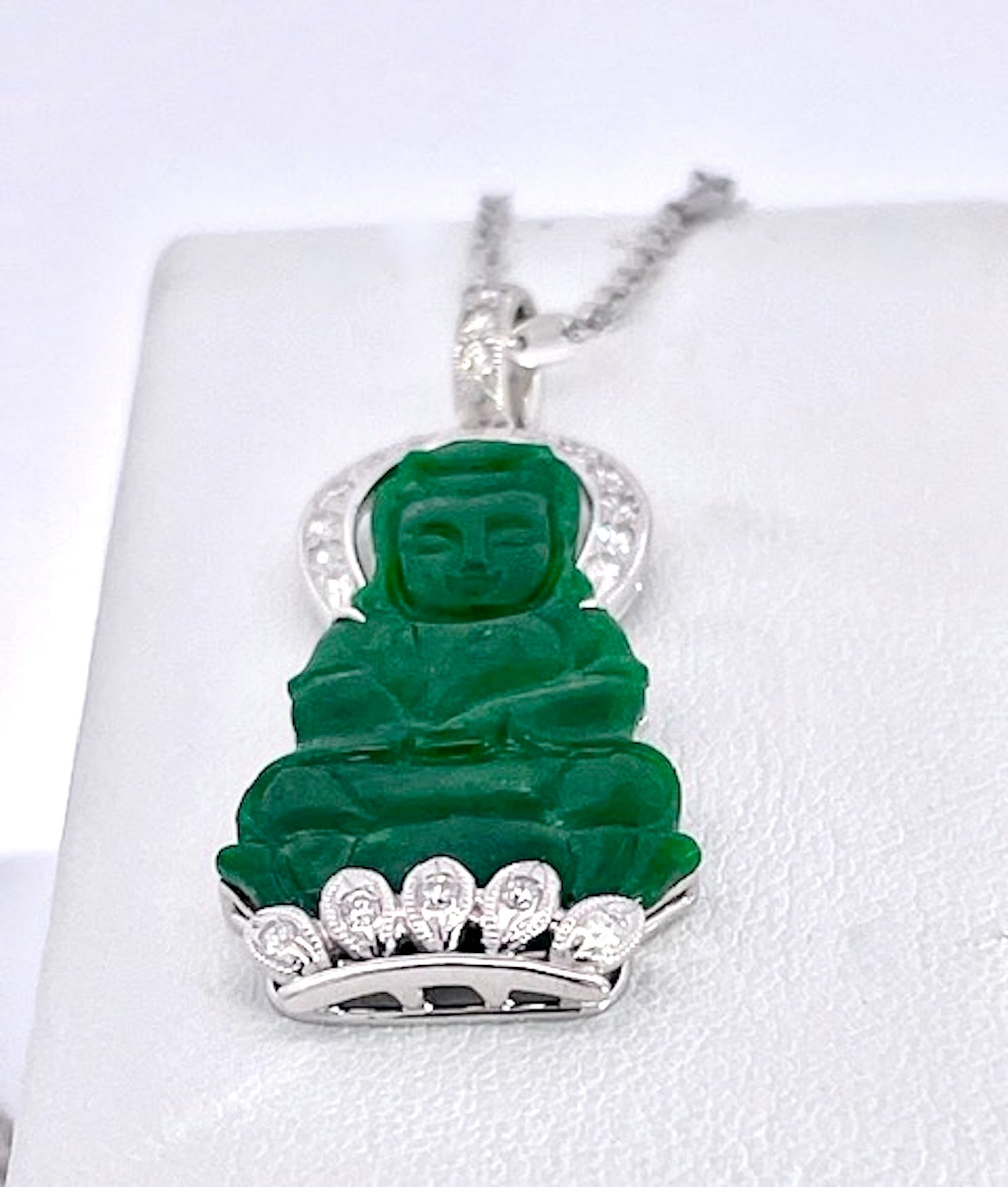 Jade Guanyin Pendant with Diamonds