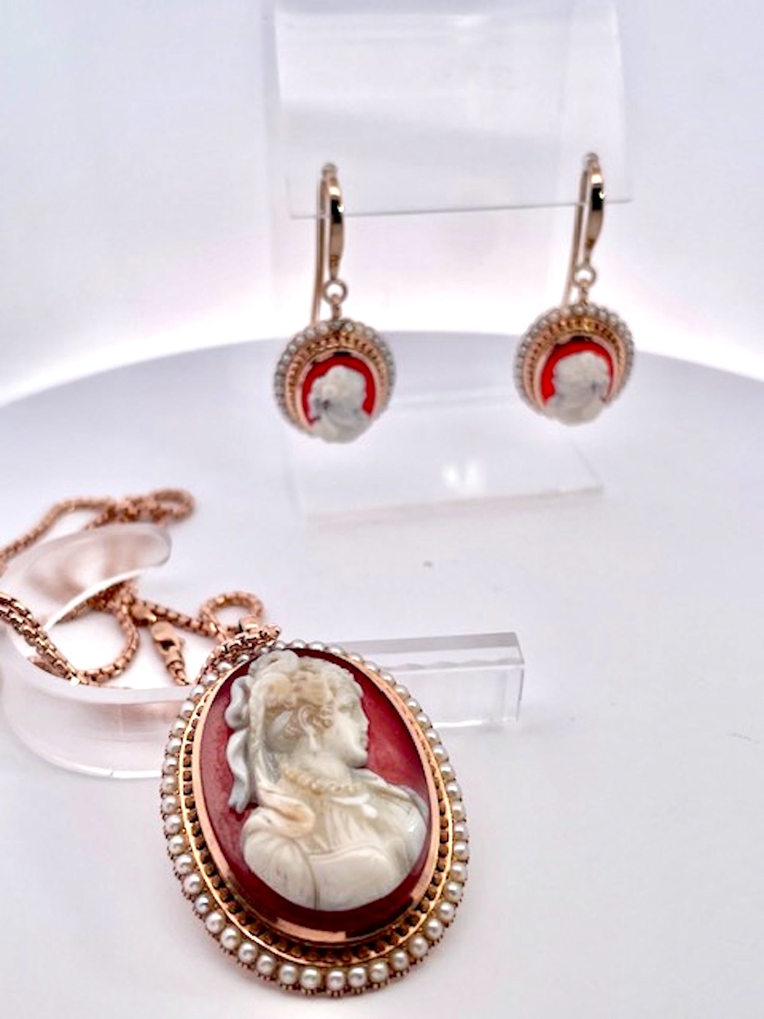 14K Rose Gold Cameo Set