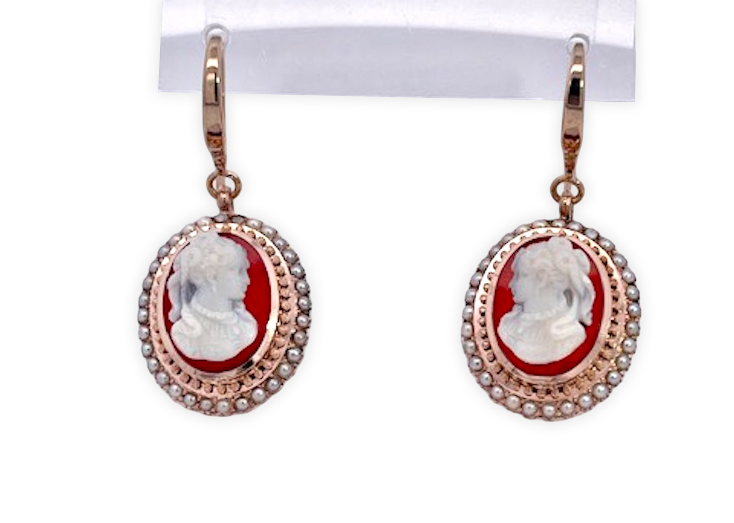Vintage Cameo Set 14K Earrings & Pendant