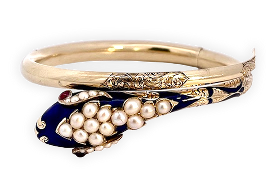 Antique Snake Bracelet with Ruby Eyes
