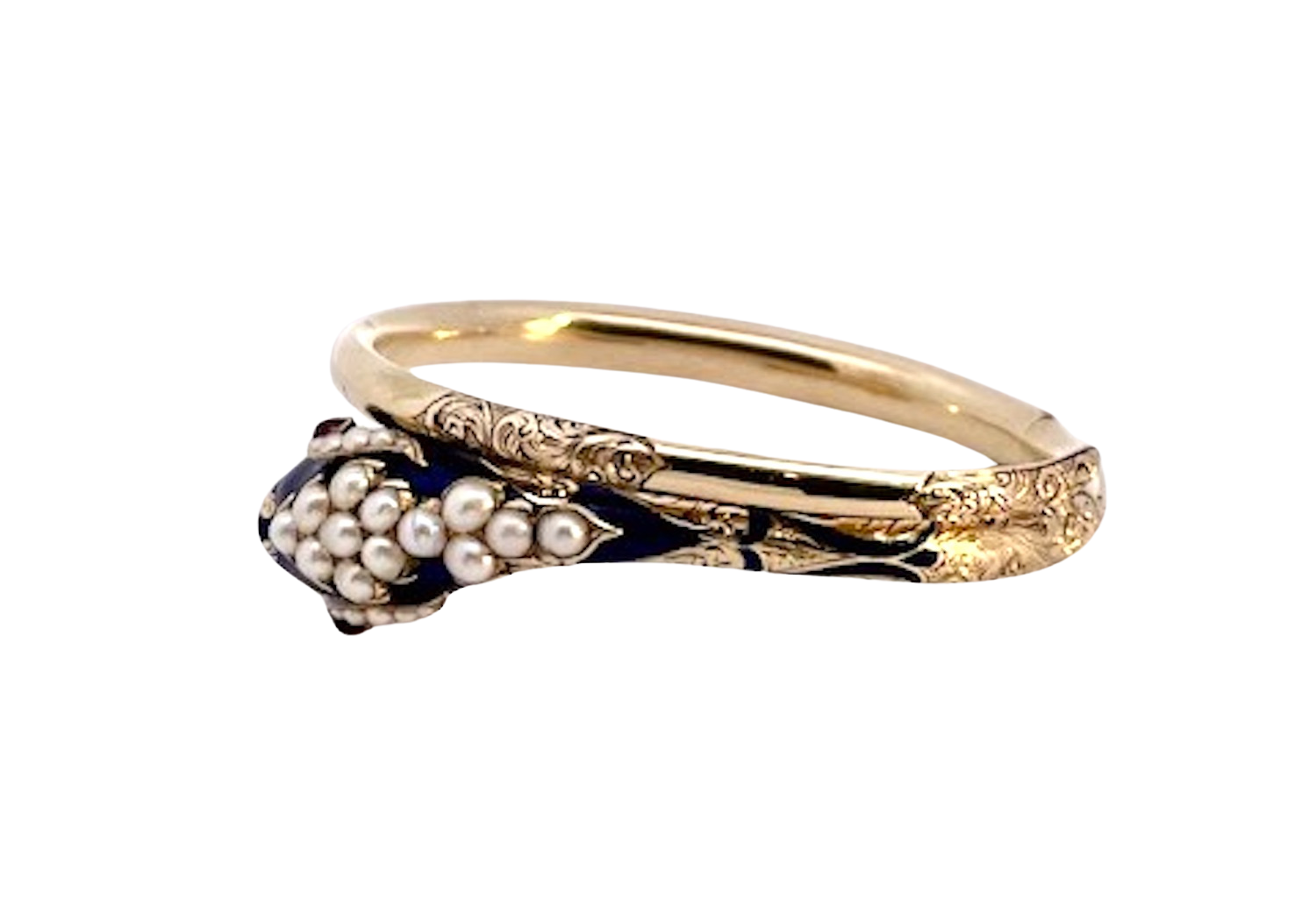 Articulated Snake Bangle with Enamel and Gems
