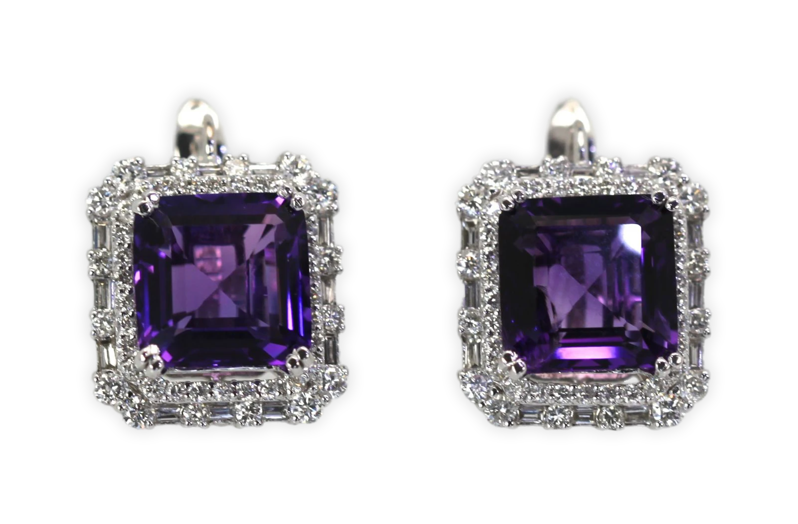 Amethyst 10 Carat Diamond Earrings
