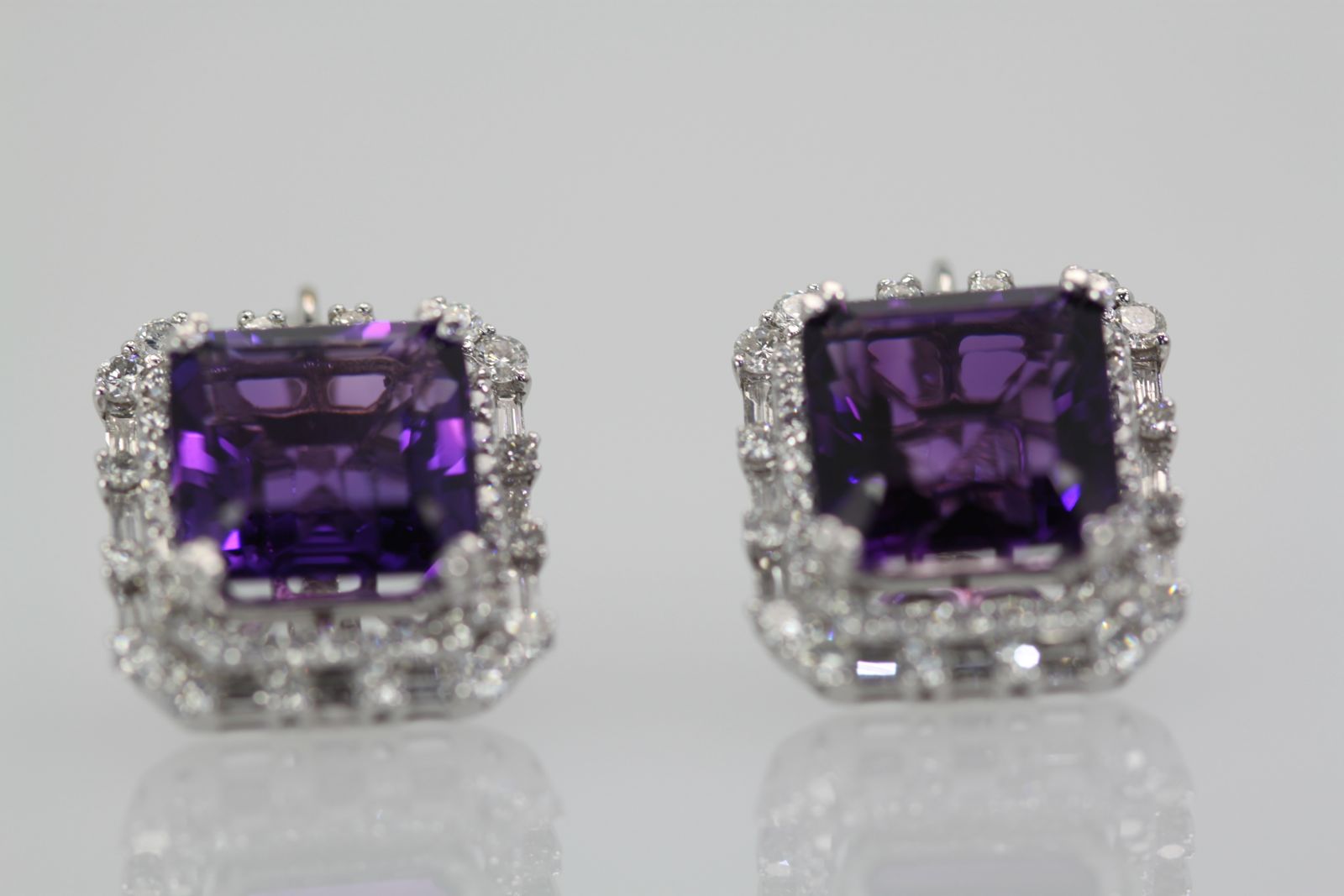 Amethyst 10 Carat Diamond Earrings
