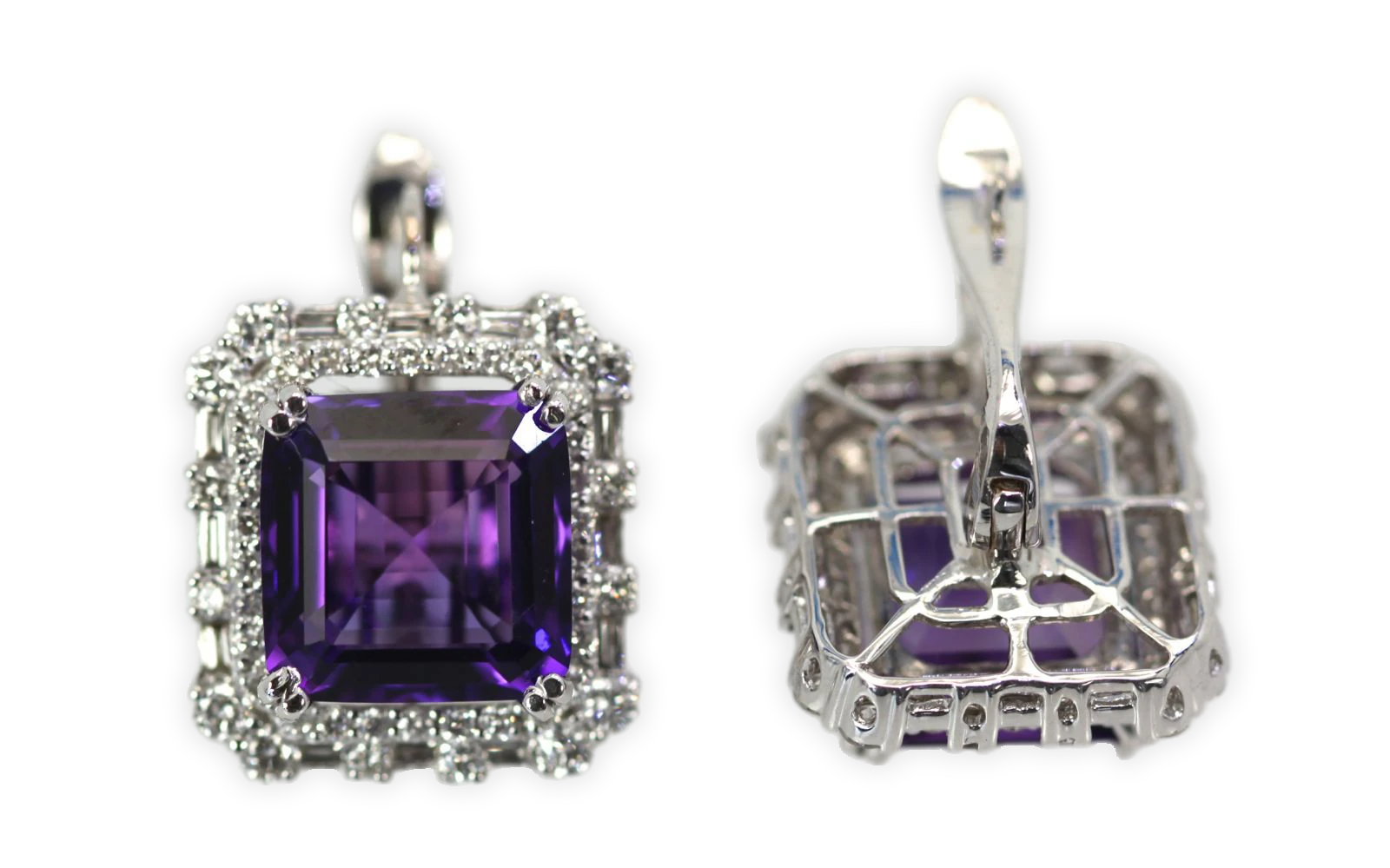 Amethyst 10 Carat Diamond Earrings