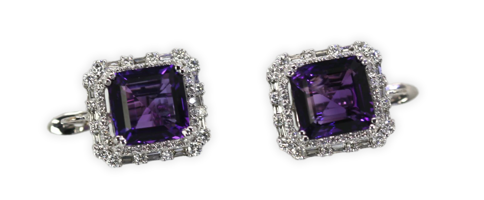 Amethyst 10 Carat Diamond Earrings