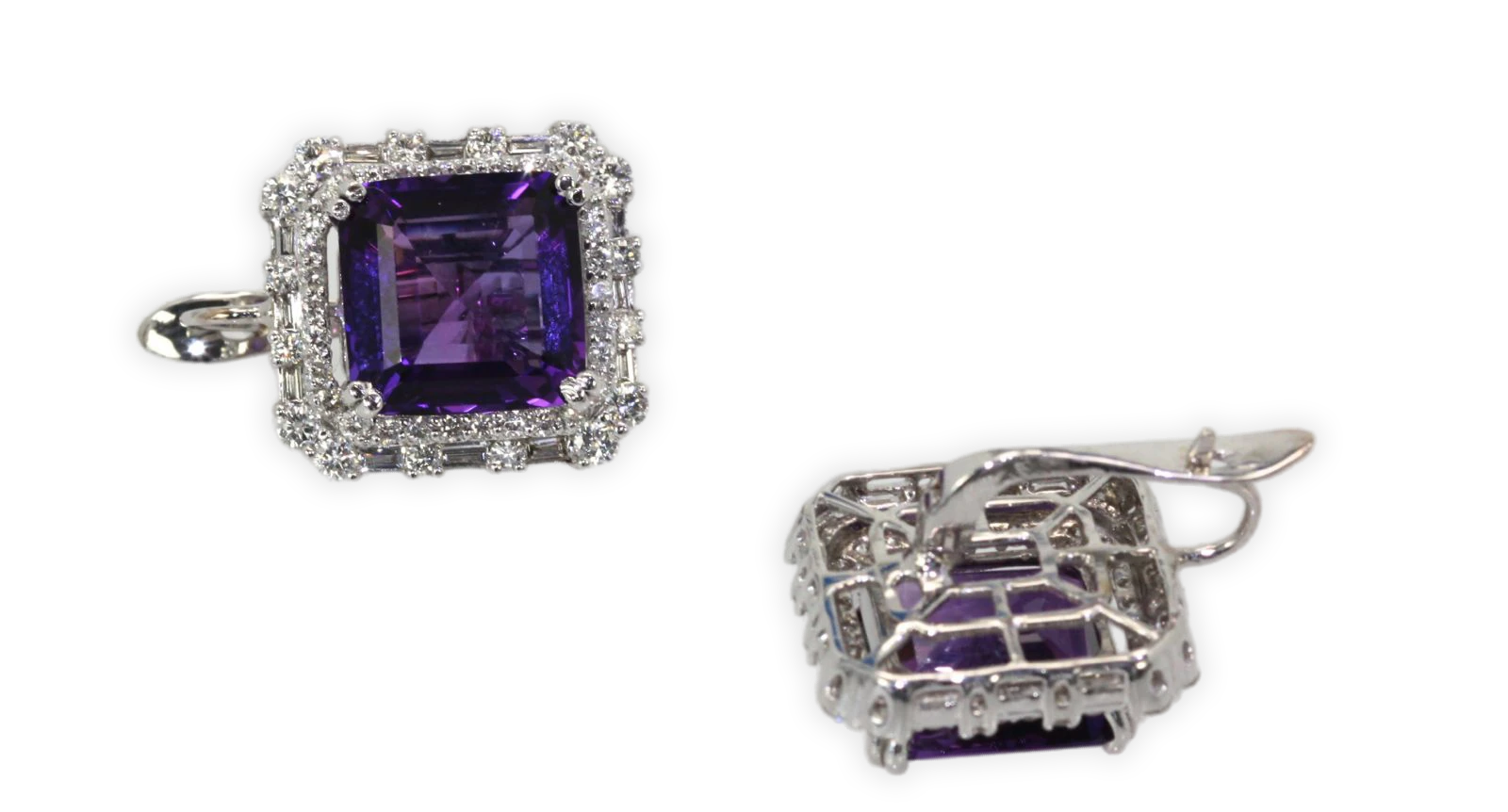 Amethyst 10 Carat Diamond Earrings