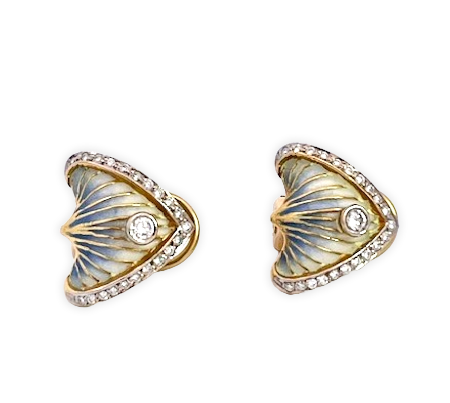 Blue and Grey Plique-à-Jour Earrings