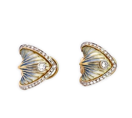 Blue and Grey Plique-à-Jour Earrings