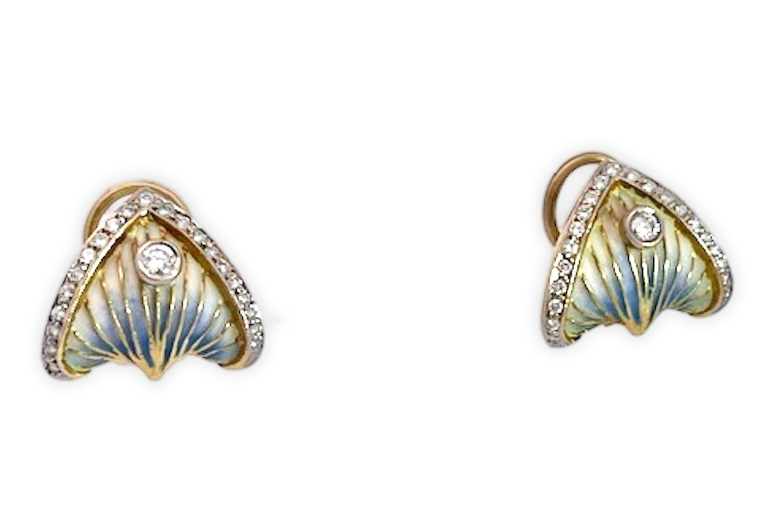 Diamond-Set Masriera Enamel Earrings